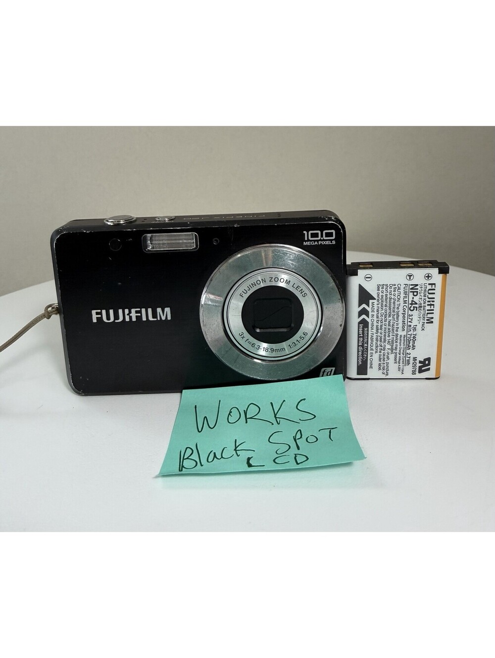 Fujifilm FinePix J20 10.0MP Digital Camera Black W/Battery Black SPOT LCD Works